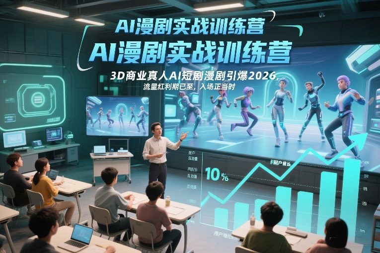 AI漫剧实战训练营，3D商业真人AI短剧漫剧引爆2026，流量红利期已至，入场正当时网络赚钱,项目资源网,副业资源网,兼职项目,网赚课程-副业赚钱-互联网创业-独家轻创IP大圣网创