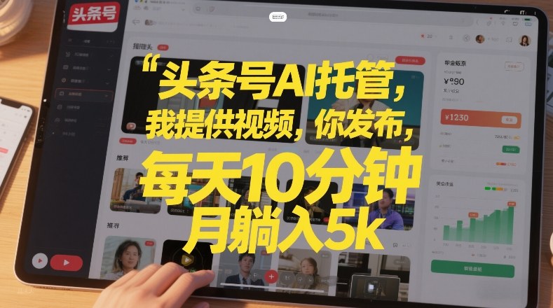 头条号AI托管，我提供视频，你发布，每天10分钟，月躺入5k+【揭秘】网络赚钱,项目资源网,副业资源网,兼职项目,网赚课程-副业赚钱-互联网创业-独家轻创IP大圣网创