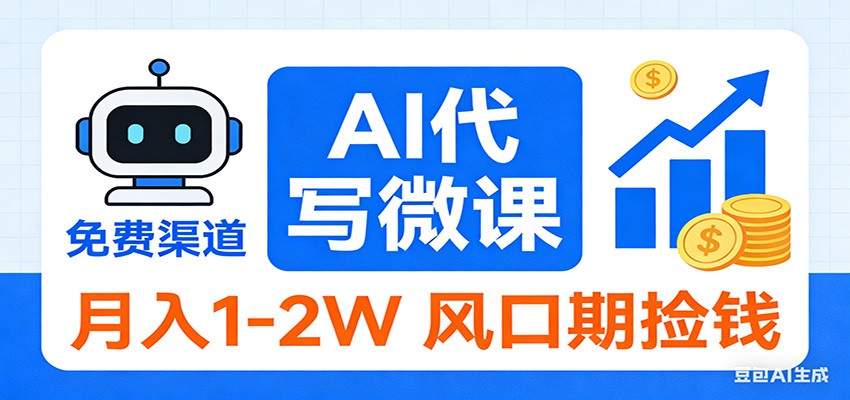 2026告别打工！AI 代写微课，提供免费渠道，月入 1-2W 风口期捡钱网络赚钱,项目资源网,副业资源网,兼职项目,网赚课程-副业赚钱-互联网创业-独家轻创IP大圣网创