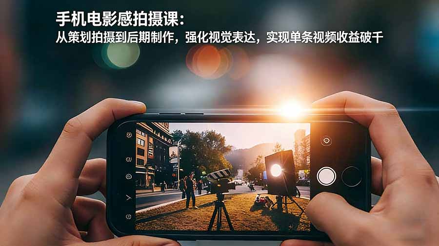 手机电影感拍摄课：从策划拍摄到后期制作，强化视觉表达，实现单条视频收益破千网络赚钱,项目资源网,副业资源网,兼职项目,网赚课程-副业赚钱-互联网创业-独家轻创IP大圣网创