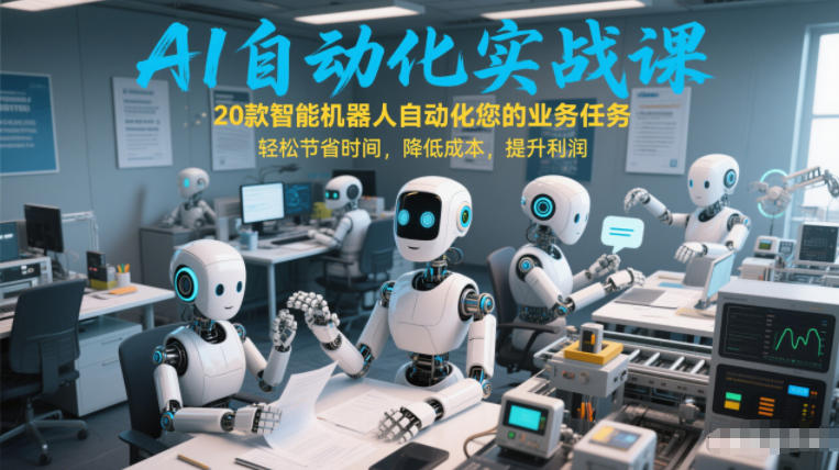 AI自动化实战课：20款智能机器人自动化您的业务任务，轻松节省时间，降低成本，提升利润网络赚钱,项目资源网,副业资源网,兼职项目,网赚课程-副业赚钱-互联网创业-独家轻创IP大圣网创