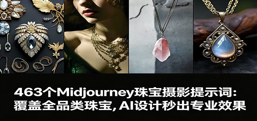 463个Midjourney珠宝摄影提示词：覆盖全品类珠宝，AI设计秒出专业效果网络赚钱,项目资源网,副业资源网,兼职项目,网赚课程-副业赚钱-互联网创业-独家轻创IP大圣网创