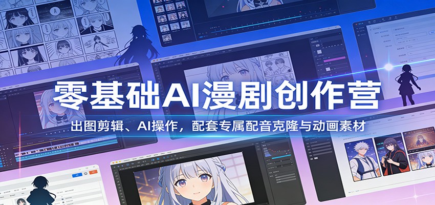 零基础AI漫剧创作营：出图剪辑、AI操作，配套专属配音克隆与动画素材网络赚钱,项目资源网,副业资源网,兼职项目,网赚课程-副业赚钱-互联网创业-独家轻创IP大圣网创