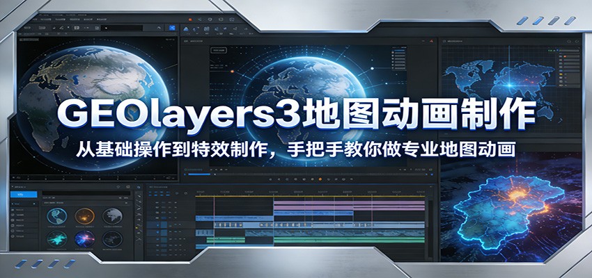 GEOlayers3地图动画制作：从基础操作到特效制作，手把手教你做专业地图动画网络赚钱,项目资源网,副业资源网,兼职项目,网赚课程-副业赚钱-互联网创业-独家轻创IP大圣网创