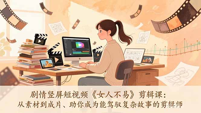 剧情竖屏短视频《女人不易》剪辑课：从素材到成片、助你成为能驾驭复杂故事的剪辑师网络赚钱,项目资源网,副业资源网,兼职项目,网赚课程-副业赚钱-互联网创业-独家轻创IP大圣网创