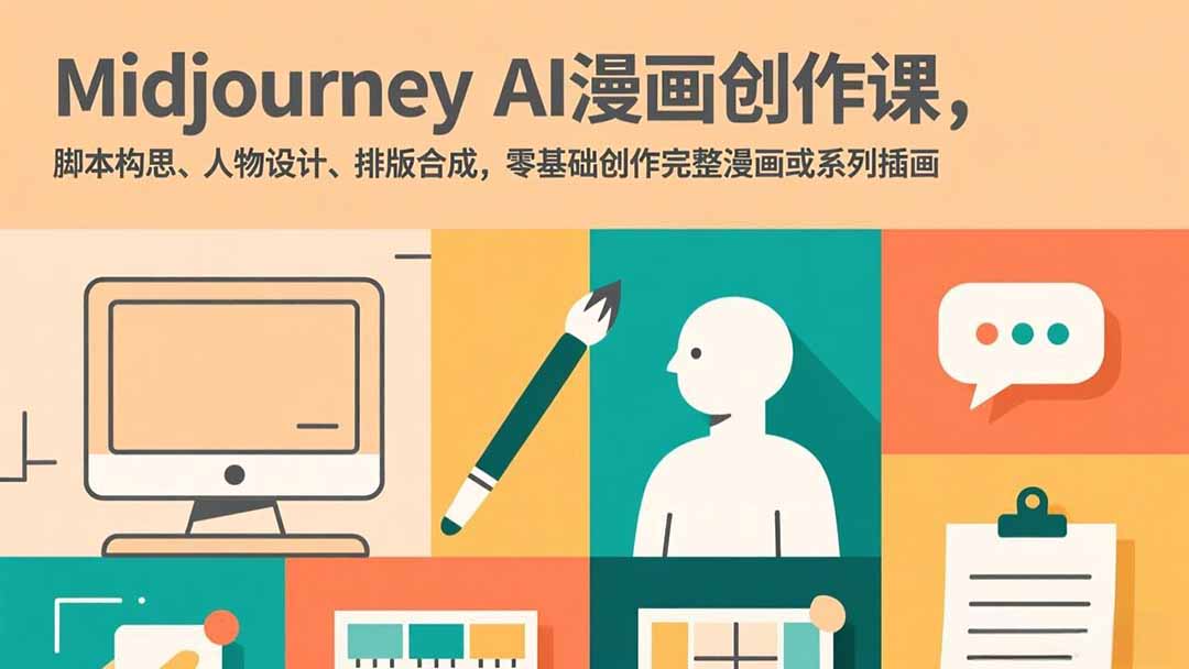 Midjourney AI漫画创作课，脚本构思、人物设计、排版合成，零基础创作完整漫画或系列插画网络赚钱,项目资源网,副业资源网,兼职项目,网赚课程-副业赚钱-互联网创业-独家轻创IP大圣网创