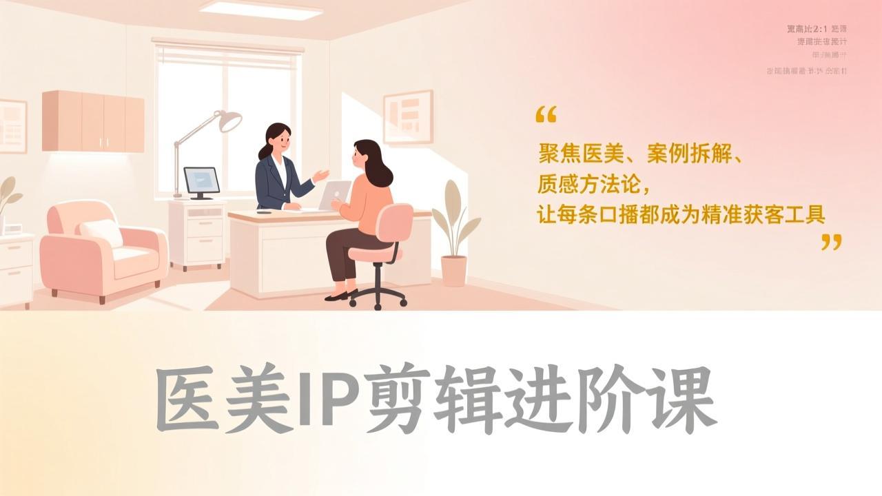 医美IP剪辑进阶课，聚焦医美、案例拆解、质感方法论，让每条口播都成为精准获客工具网络赚钱,项目资源网,副业资源网,兼职项目,网赚课程-副业赚钱-互联网创业-独家轻创IP大圣网创