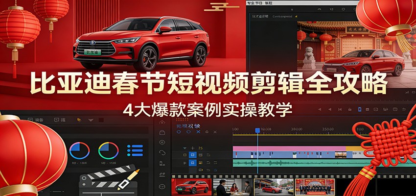 比亚迪春节短视频剪辑全攻略，4大爆款案例实操教学网络赚钱,项目资源网,副业资源网,兼职项目,网赚课程-副业赚钱-互联网创业-独家轻创IP大圣网创