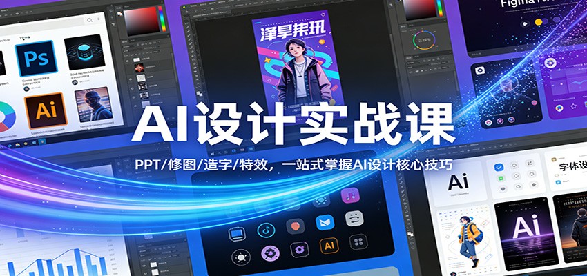 AI设计实战课：PPT/修图/造字/特效，一站式掌握AI设计核心技巧网络赚钱,项目资源网,副业资源网,兼职项目,网赚课程-副业赚钱-互联网创业-独家轻创IP大圣网创
