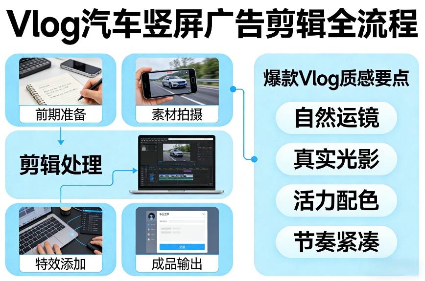 Vlog感觉汽车竖屏广告剪辑脚本全流程，拿捏爆款Vlog质感网络赚钱,项目资源网,副业资源网,兼职项目,网赚课程-副业赚钱-互联网创业-独家轻创IP大圣网创