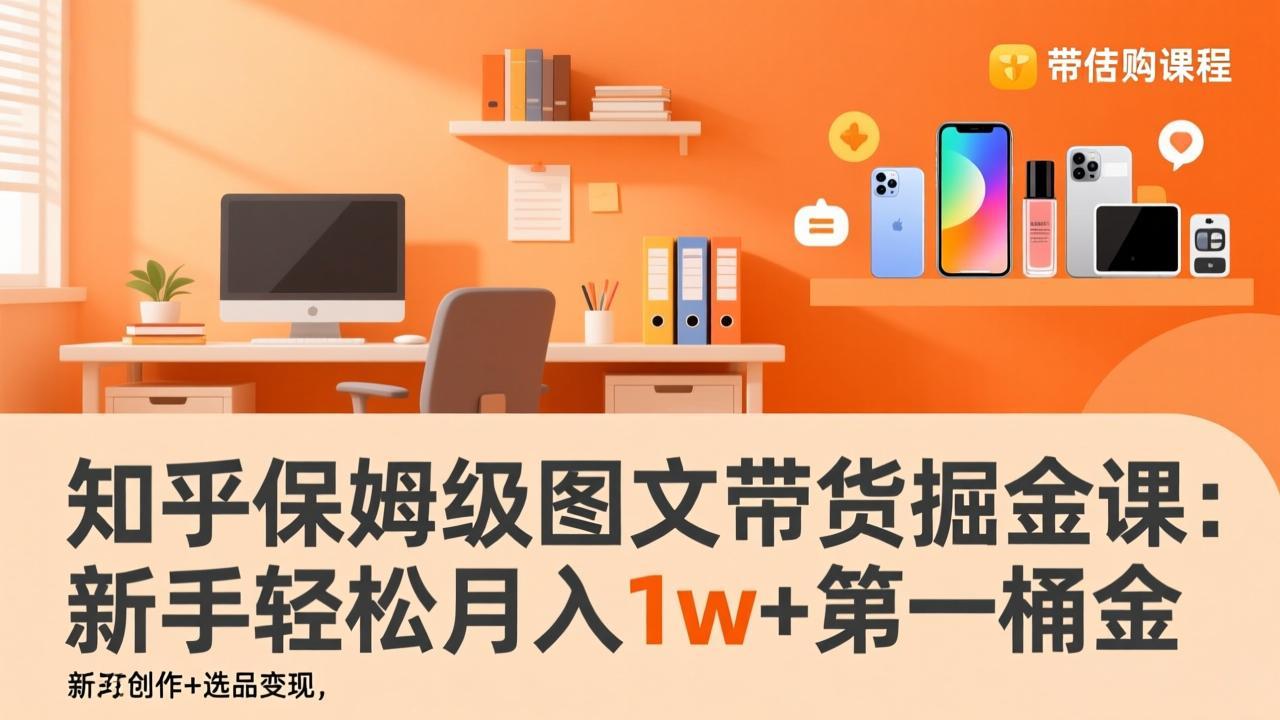 知乎保姆级图文带货掘金课：账号打造+爆文创作+选品变现，新手轻松月入1w+第一桶金网络赚钱,项目资源网,副业资源网,兼职项目,网赚课程-副业赚钱-互联网创业-独家轻创IP大圣网创
