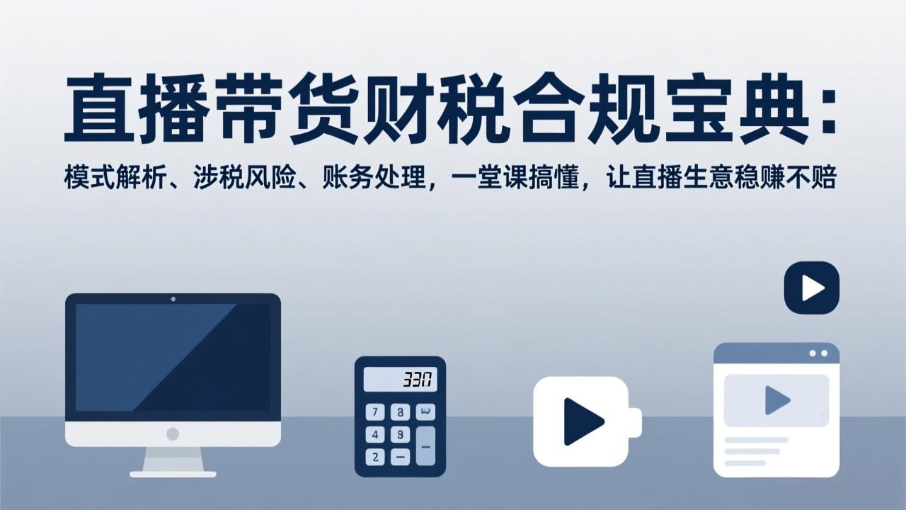 直播带货财税合规宝典：模式解析、涉税风险、账务处理，一堂课搞懂，让直播生意稳赚不赔网络赚钱,项目资源网,副业资源网,兼职项目,网赚课程-副业赚钱-互联网创业-独家轻创IP大圣网创
