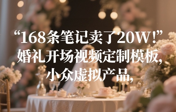 168条笔记卖了20W！婚礼开场视频定制模板，小众虚拟产品网络赚钱,项目资源网,副业资源网,兼职项目,网赚课程-副业赚钱-互联网创业-独家轻创IP大圣网创