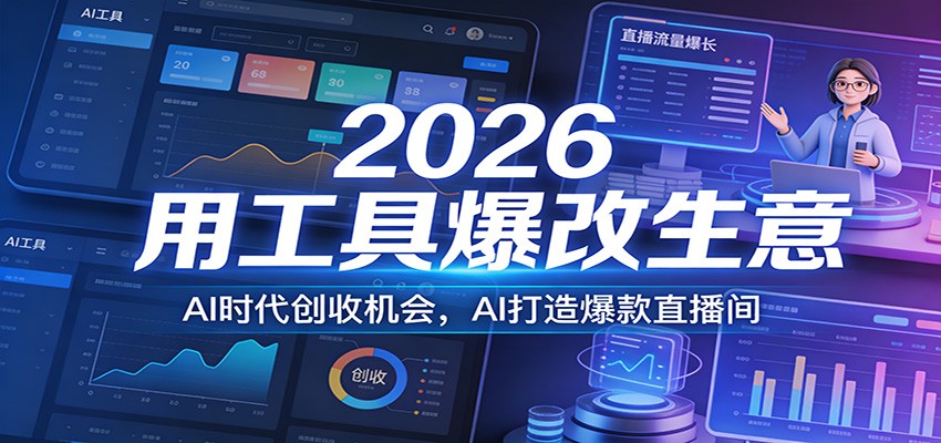 2026用工具爆改生意，AI时代创收机会，AI打造爆款直播间网络赚钱,项目资源网,副业资源网,兼职项目,网赚课程-副业赚钱-互联网创业-独家轻创IP大圣网创