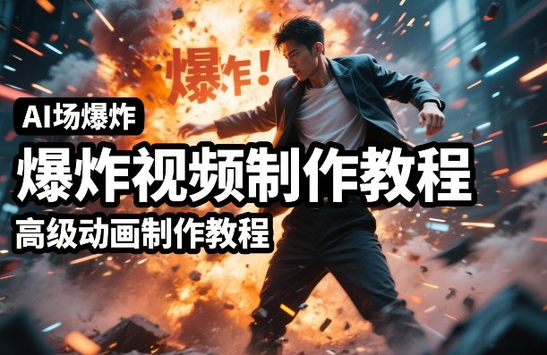 AI场景爆炸视频制作教程，利用人物实拍视频制作出高级的动画特效网络赚钱,项目资源网,副业资源网,兼职项目,网赚课程-副业赚钱-互联网创业-独家轻创IP大圣网创