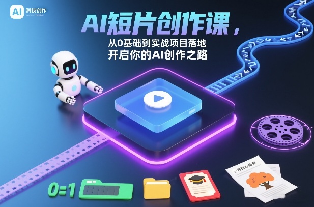 AI短片创作课，从0基础到实战项目落地，开启你的AI创作之路(更新)网络赚钱,项目资源网,副业资源网,兼职项目,网赚课程-副业赚钱-互联网创业-独家轻创IP大圣网创