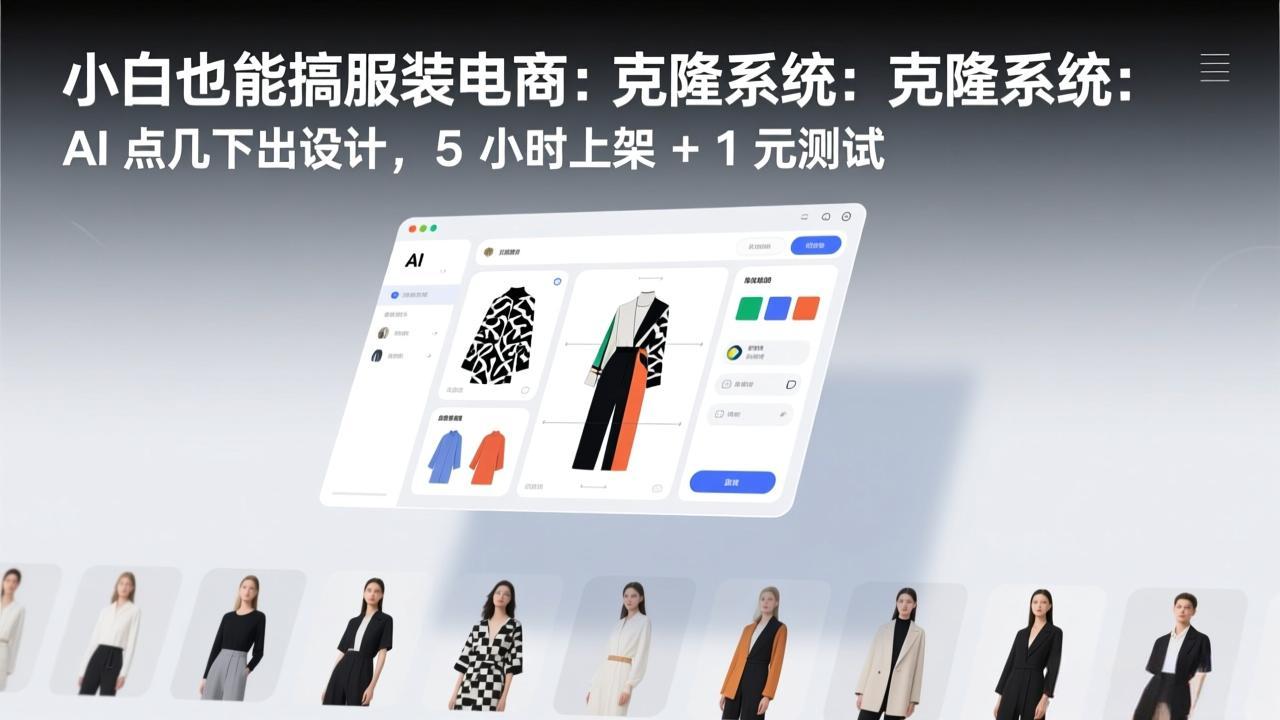 小白也能搞服装电商：克隆系统：AI 点几下出设计，5 小时上架 + 1 元测试网络赚钱,项目资源网,副业资源网,兼职项目,网赚课程-副业赚钱-互联网创业-独家轻创IP大圣网创