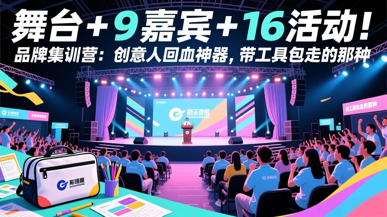舞台 + 9 嘉宾 + 16 活动！品牌集训营：创意人回血神器，带工具包走的那种网络赚钱,项目资源网,副业资源网,兼职项目,网赚课程-副业赚钱-互联网创业-独家轻创IP大圣网创