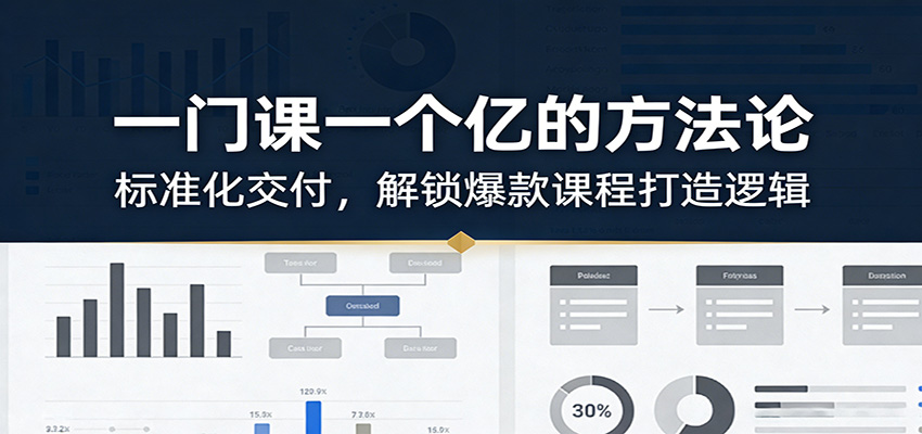 一门课一个亿的方法论：标准化交付，解锁爆款课程打造逻辑网络赚钱,项目资源网,副业资源网,兼职项目,网赚课程-副业赚钱-互联网创业-独家轻创IP大圣网创