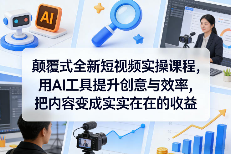 颠覆式全新短视频实操课程，用AI工具提升创意与效率，把内容变成实实在在的收益网络赚钱,项目资源网,副业资源网,兼职项目,网赚课程-副业赚钱-互联网创业-独家轻创IP大圣网创