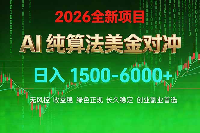 2026 全新美金对冲项目，不套平台赠金，不封号，纯算法对冲，日入 1500-6000+网络赚钱,项目资源网,副业资源网,兼职项目,网赚课程-副业赚钱-互联网创业-独家轻创IP大圣网创