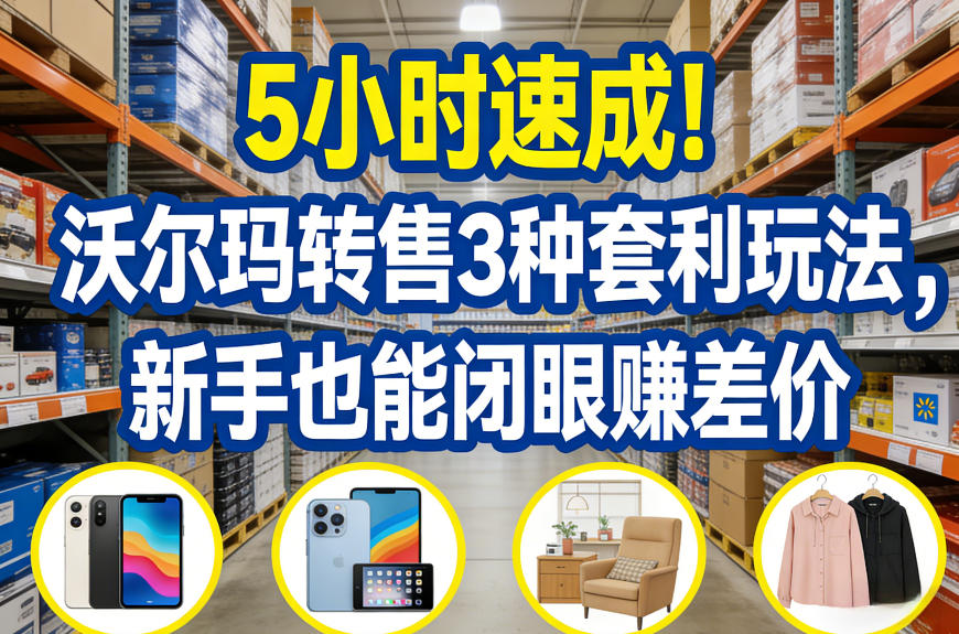 5小时速成！沃尔玛转售3种套利玩法，新手也能闭眼賺差价网络赚钱,项目资源网,副业资源网,兼职项目,网赚课程-副业赚钱-互联网创业-独家轻创IP大圣网创