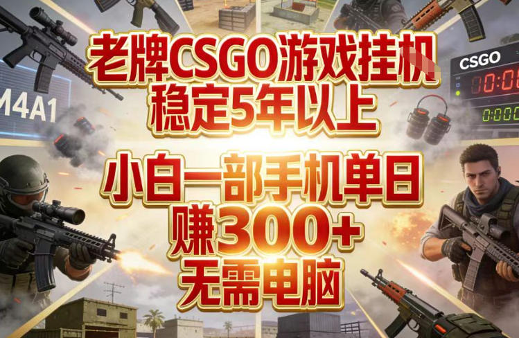 老牌CSGO游戏挂G,稳定5年以上,小白一部手机单日賺3张+,无需电脑【揭秘】网络赚钱,项目资源网,副业资源网,兼职项目,网赚课程-副业赚钱-互联网创业-独家轻创IP大圣网创