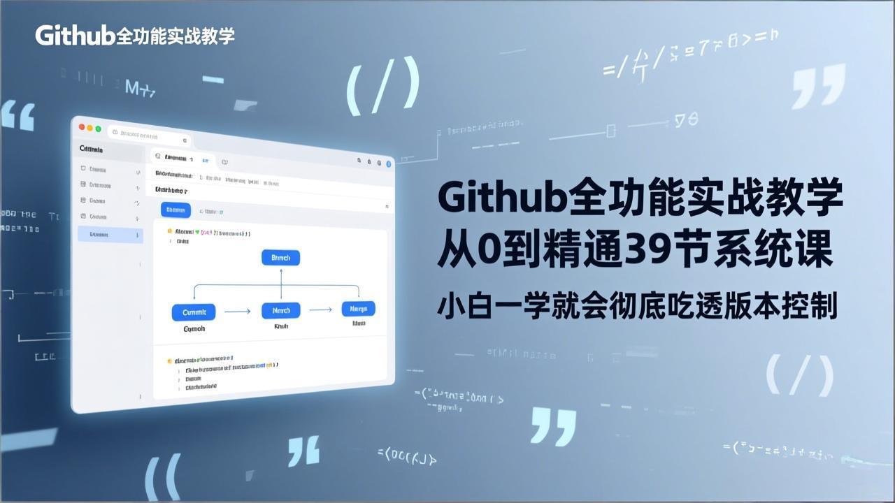 GitHub-全功能实战教学,从0到精通39节系统课,小白一学就会彻底吃透版本控制网络赚钱,项目资源网,副业资源网,兼职项目,网赚课程-副业赚钱-互联网创业-独家轻创IP大圣网创