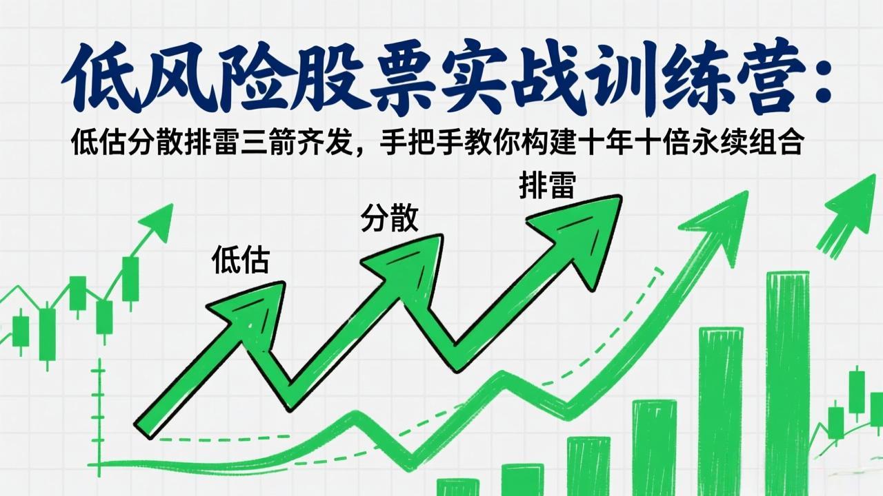 低风险股票实战训练营：低估分散排雷三箭齐发，手把手教你构建十年十倍永续组合网络赚钱,项目资源网,副业资源网,兼职项目,网赚课程-副业赚钱-互联网创业-独家轻创IP大圣网创