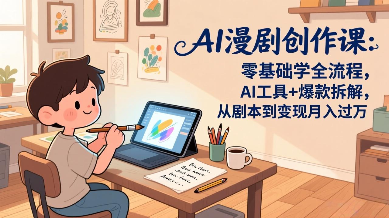 AI漫剧创作课：零基础学全流程，AI工具+爆款拆解，从剧本到变现月入过万网络赚钱,项目资源网,副业资源网,兼职项目,网赚课程-副业赚钱-互联网创业-独家轻创IP大圣网创