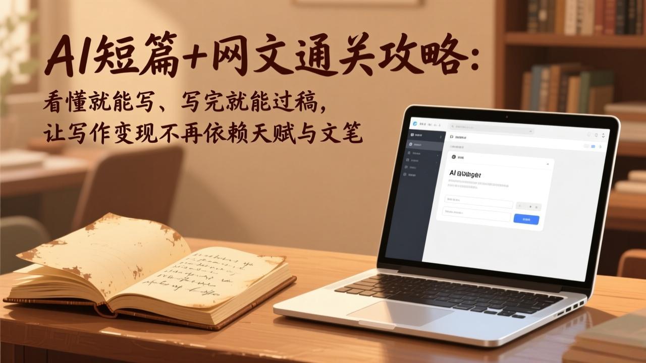 AI短篇+网文通关攻略：看懂就能写、写完就能过稿，让写作变现不再依赖天赋与文笔网络赚钱,项目资源网,副业资源网,兼职项目,网赚课程-副业赚钱-互联网创业-独家轻创IP大圣网创