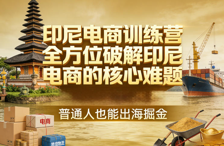 印尼电商训练营，全方位破解印尼电商的核心难题，普通人也能出海掘金网络赚钱,项目资源网,副业资源网,兼职项目,网赚课程-副业赚钱-互联网创业-独家轻创IP大圣网创