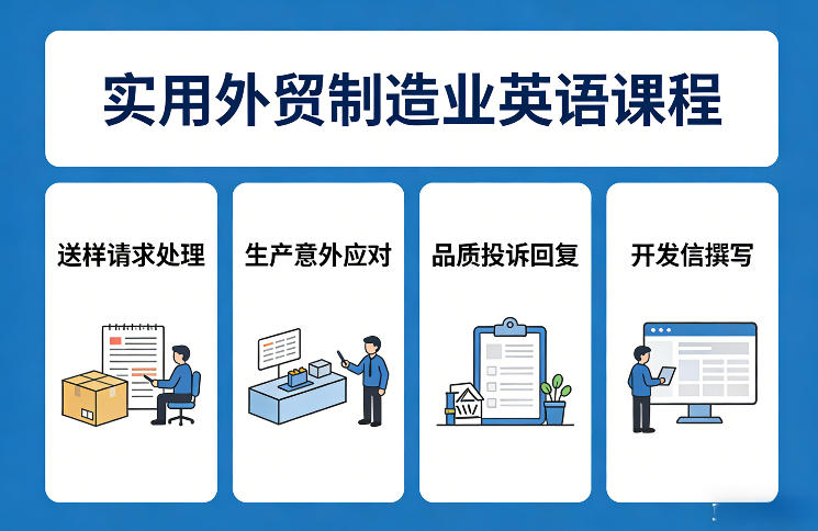 实用外贸制造业英语课程，教你专业处理送样请求、应对生产意外、回复品质投诉、撰写开发信等网络赚钱,项目资源网,副业资源网,兼职项目,网赚课程-副业赚钱-互联网创业-独家轻创IP大圣网创