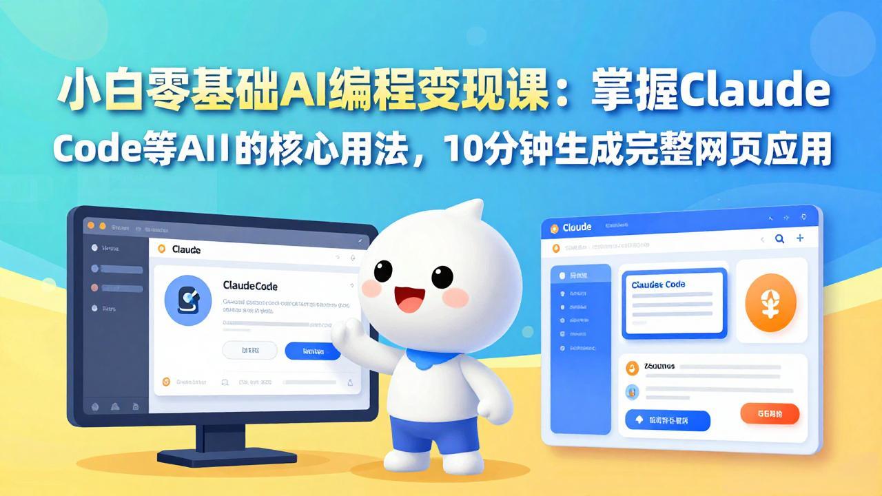 小白零基础AI编程变现课：掌握Claude Code等AI工具的核心用法，10分钟生成完整网页应用网络赚钱,项目资源网,副业资源网,兼职项目,网赚课程-副业赚钱-互联网创业-独家轻创IP大圣网创