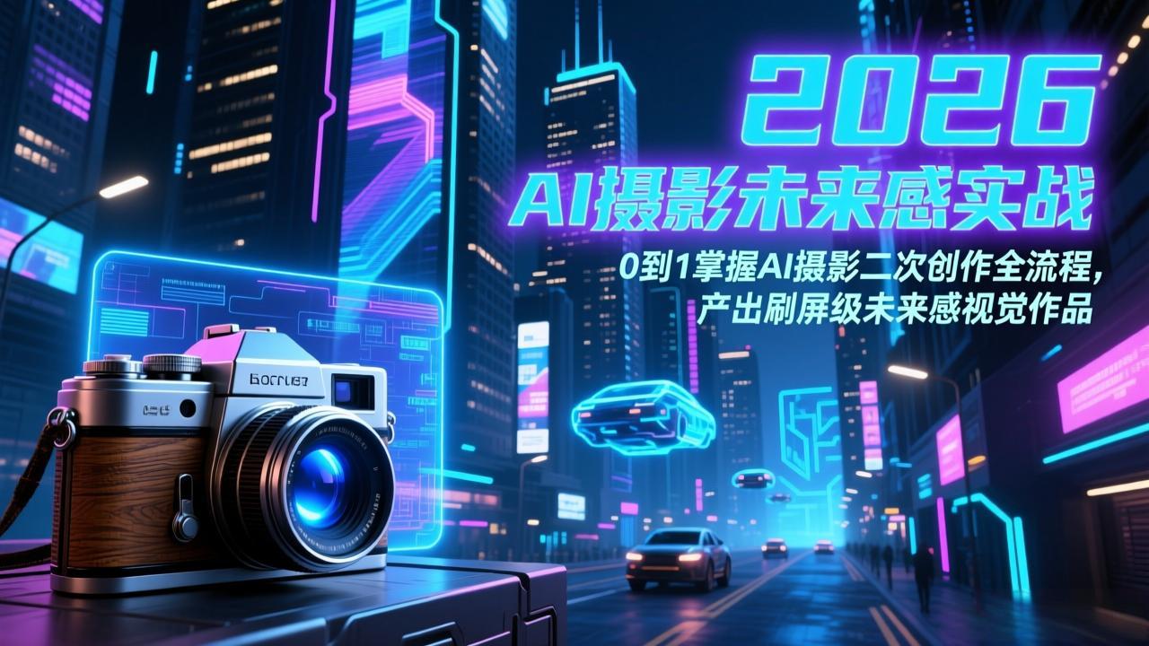 2026 AI摄影未来感实战:0到1掌握AI摄影二次创作全流程,产出刷屏级未来感视觉作品网络赚钱,项目资源网,副业资源网,兼职项目,网赚课程-副业赚钱-互联网创业-独家轻创IP大圣网创