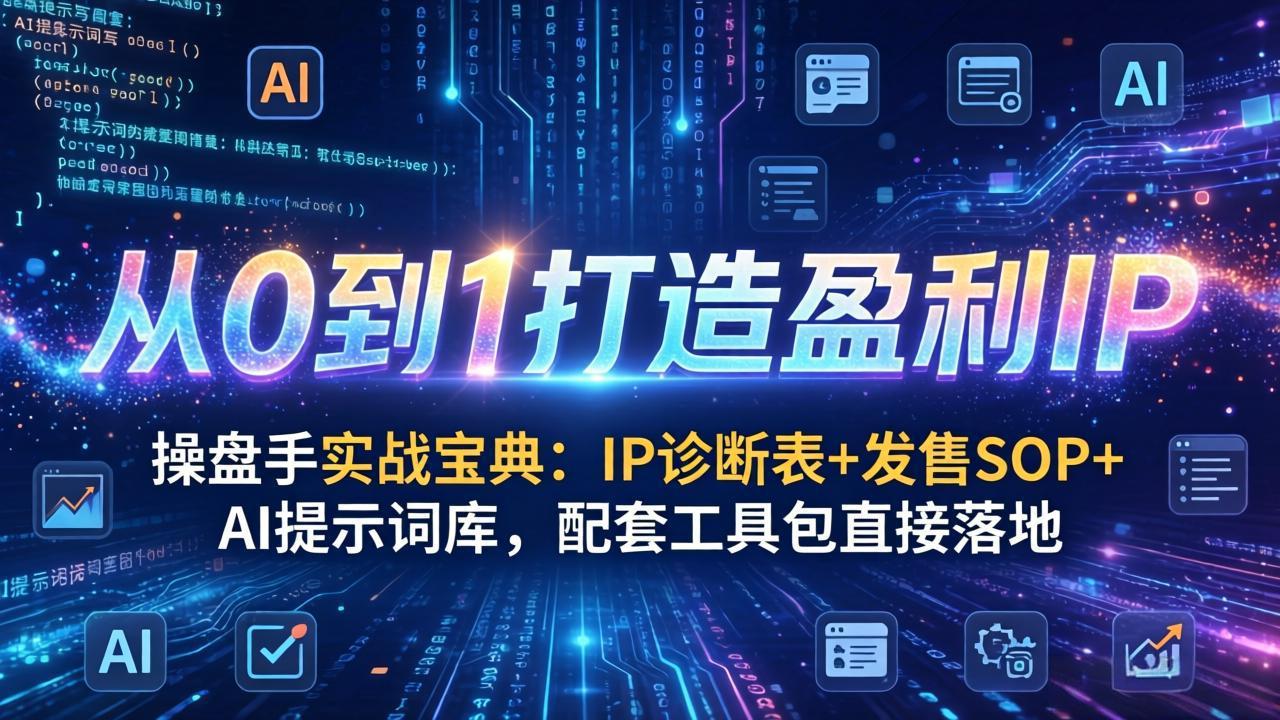 操盘手实战宝典：IP诊断表+发售SOP+AI提示词库，配套工具包直接落地，从0到1打造盈利IP网络赚钱,项目资源网,副业资源网,兼职项目,网赚课程-副业赚钱-互联网创业-独家轻创IP大圣网创