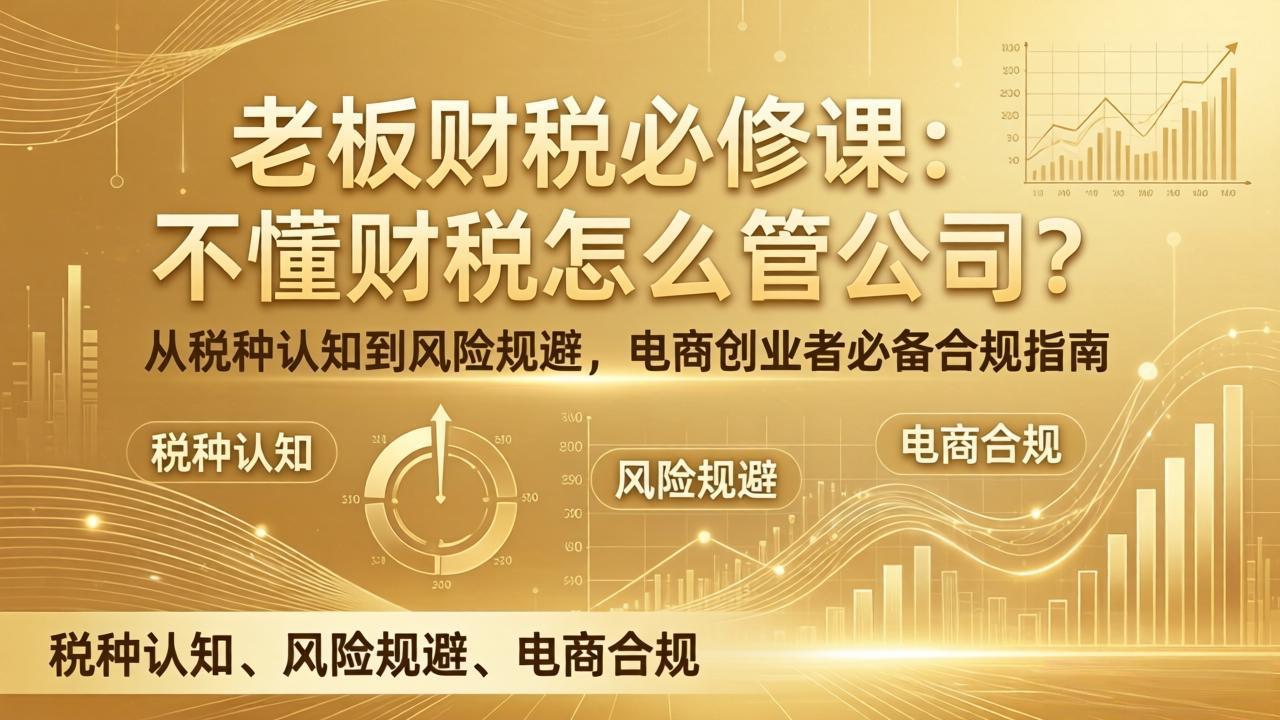 老板财税必修课：不懂财税怎么管公司？从税种认知到风险规避，电商创业者必备合规指南网络赚钱,项目资源网,副业资源网,兼职项目,网赚课程-副业赚钱-互联网创业-独家轻创IP大圣网创
