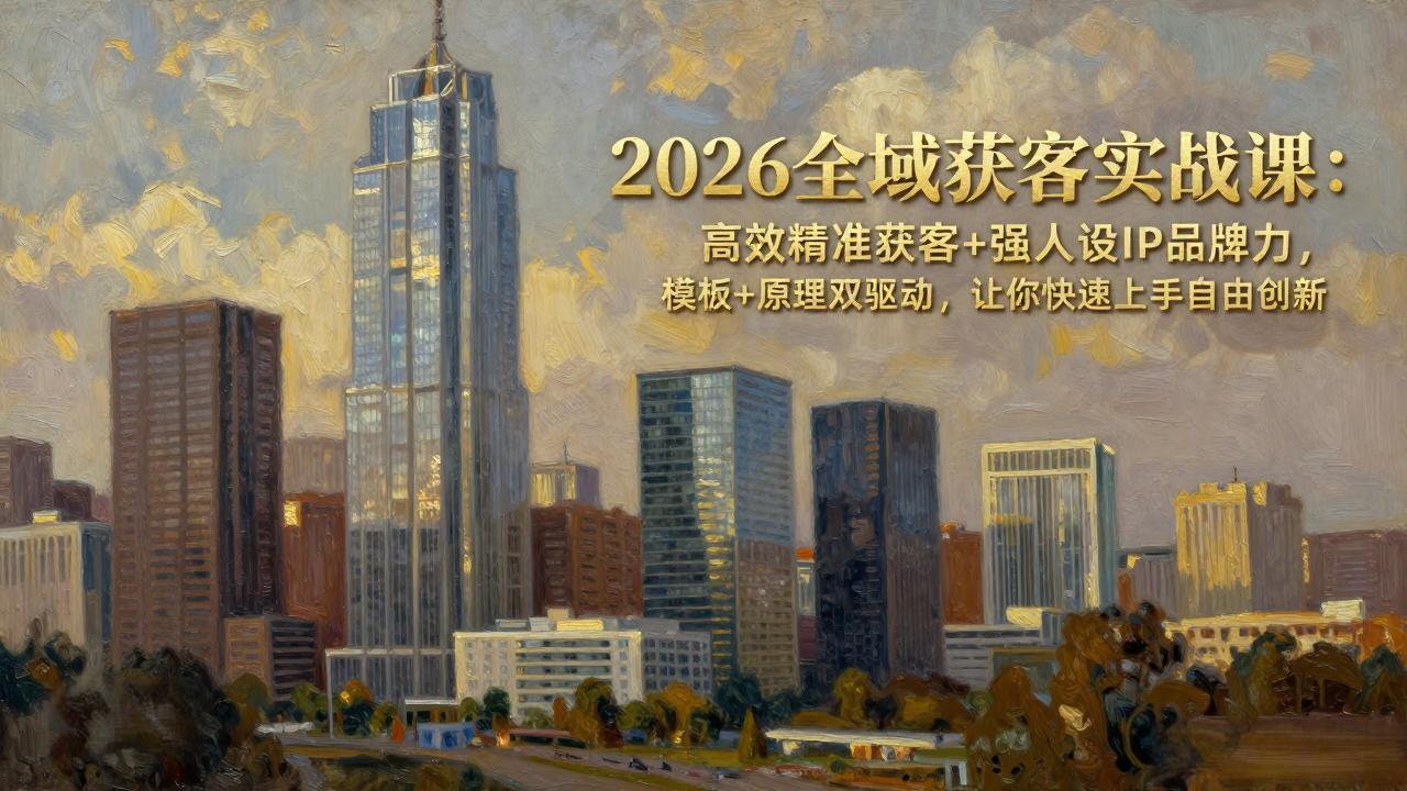 2026全域获客实战课：高效精准获客+强人设IP品牌力，模板+原理双驱动，让你快速上手自由创新网络赚钱,项目资源网,副业资源网,兼职项目,网赚课程-副业赚钱-互联网创业-独家轻创IP大圣网创