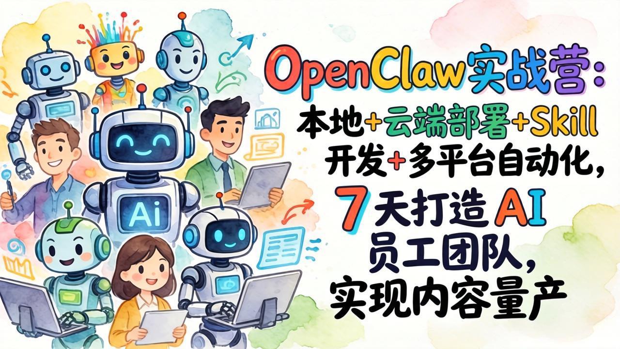 OpenClaw实战营：本地+云端部署+Skill开发+多平台自动化，7 天打造 AI 员工团队，实现内容量产网络赚钱,项目资源网,副业资源网,兼职项目,网赚课程-副业赚钱-互联网创业-独家轻创IP大圣网创