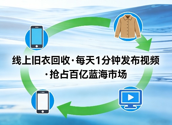 线上旧衣回收项目,我们给你提供视频,每天花一分钟发布视频,抢占百亿蓝海市场【揭秘】网络赚钱,项目资源网,副业资源网,兼职项目,网赚课程-副业赚钱-互联网创业-独家轻创IP大圣网创