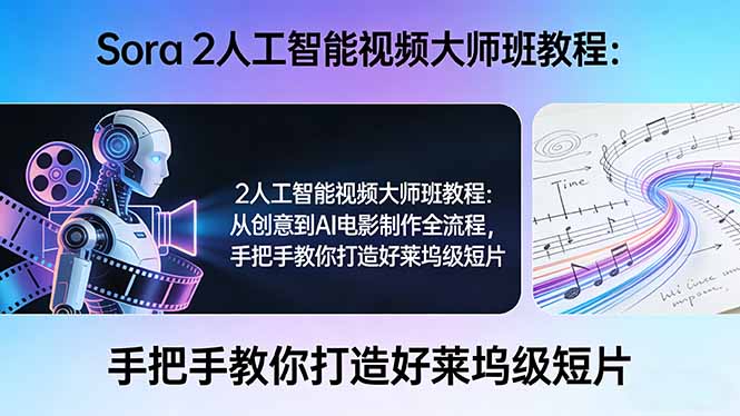 Sora 2人工智能视频大师班教程：从创意到AI电影制作全流程，手把手教你打造好莱坞级短片网络赚钱,项目资源网,副业资源网,兼职项目,网赚课程-副业赚钱-互联网创业-独家轻创IP大圣网创
