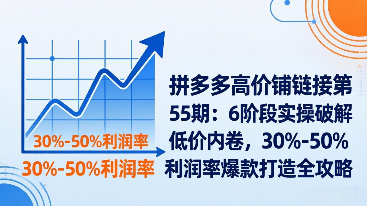 拼多多高价铺链接第55期：6阶段实操破解低价内卷，30%-50%利润率爆款打造全攻略网络赚钱,项目资源网,副业资源网,兼职项目,网赚课程-副业赚钱-互联网创业-独家轻创IP大圣网创