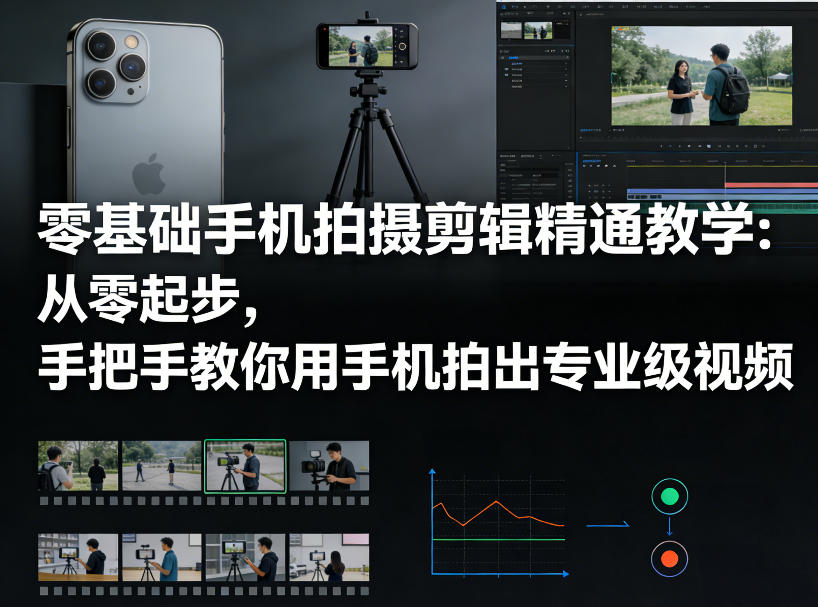 零基础手机拍摄剪辑精通教学：从零起步，手把手教你用手机拍出专业级视频网络赚钱,项目资源网,副业资源网,兼职项目,网赚课程-副业赚钱-互联网创业-独家轻创IP大圣网创