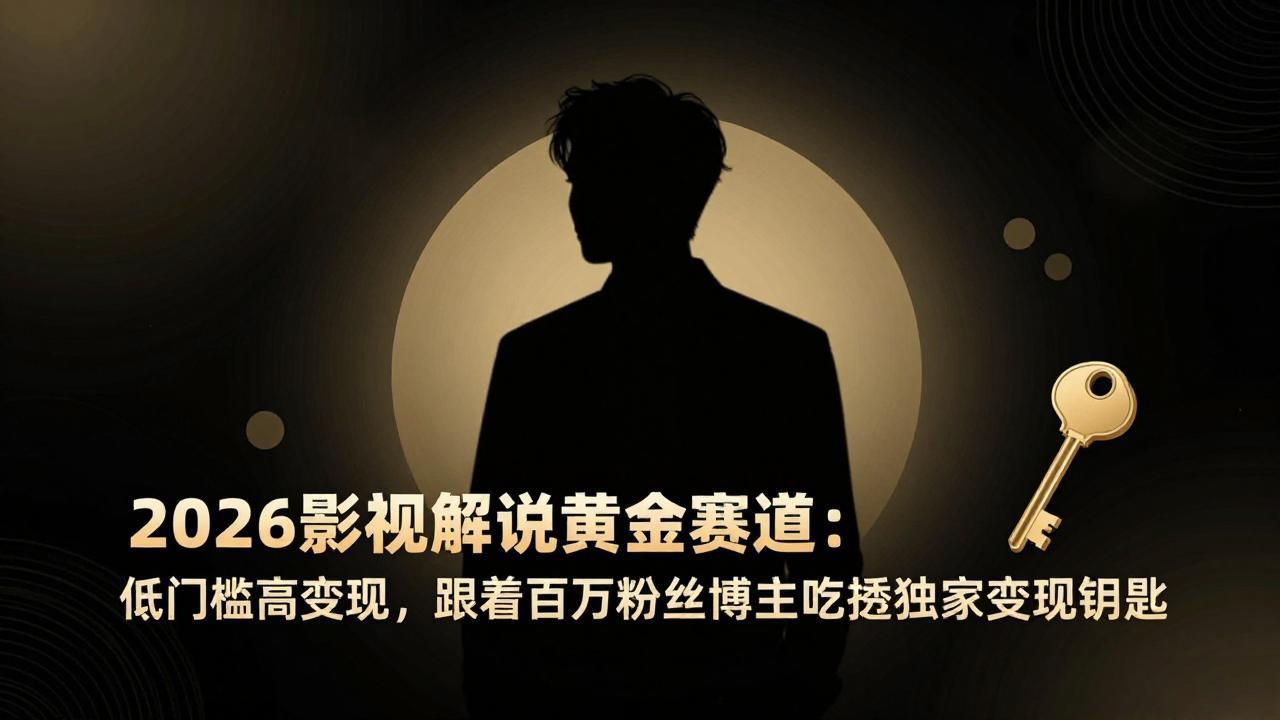 2026影视解说黄金赛道：低门槛高变现，跟着百万粉丝博主吃透独家变现钥匙网络赚钱,项目资源网,副业资源网,兼职项目,网赚课程-副业赚钱-互联网创业-独家轻创IP大圣网创