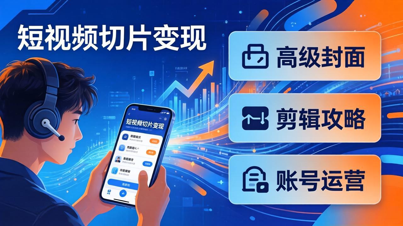 短视频切片变现速成班2.0:高级封面+剪辑攻略+账号运营,0基础小白快速入局副业网络赚钱,项目资源网,副业资源网,兼职项目,网赚课程-副业赚钱-互联网创业-独家轻创IP大圣网创
