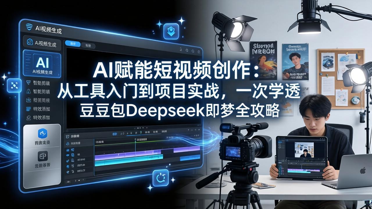 AI赋能短视频创作：从工具入门到项目实战，一次学透豆包Deepseek即梦全攻略网络赚钱,项目资源网,副业资源网,兼职项目,网赚课程-副业赚钱-互联网创业-独家轻创IP大圣网创