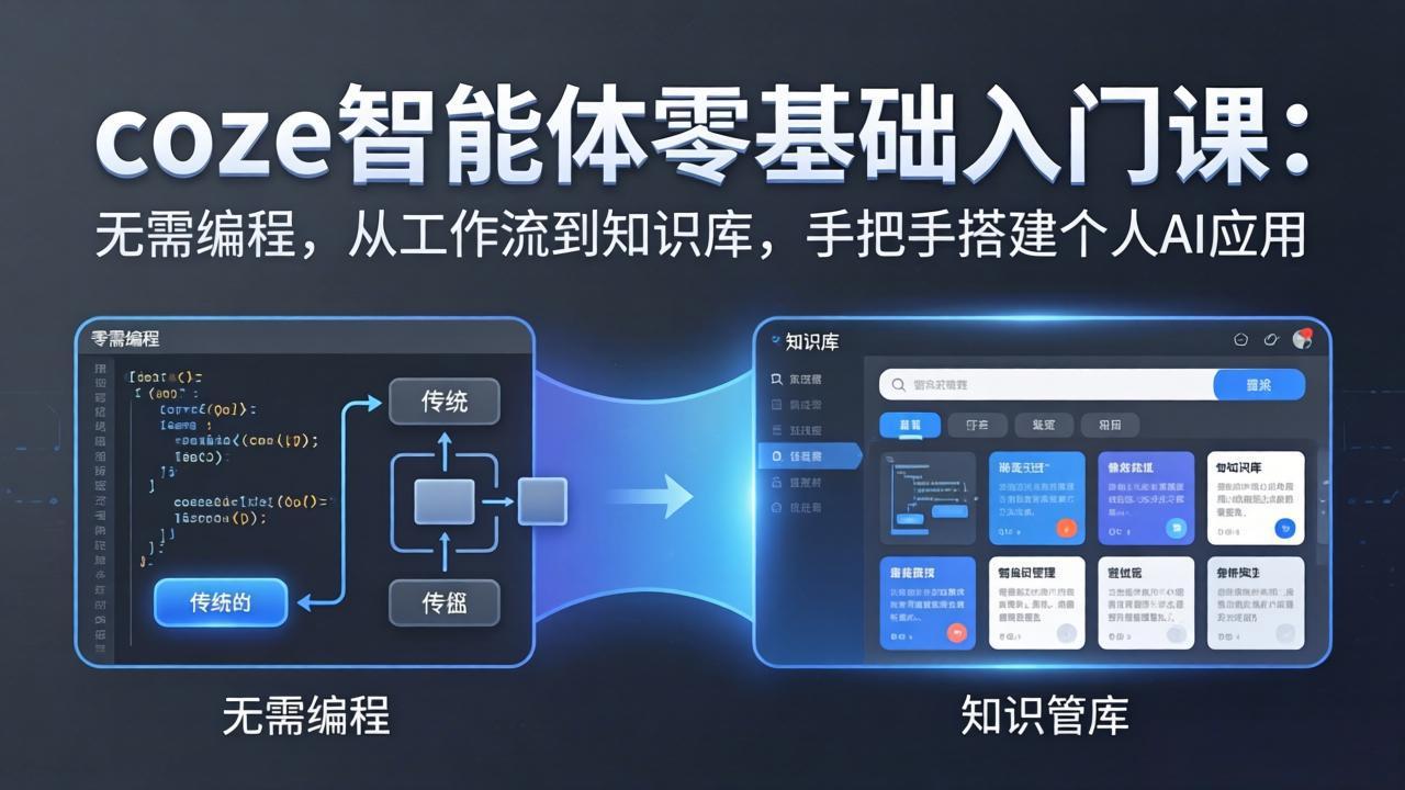 coze智能体零基础入门课：无需编程，从工作流到知识库，手把手搭建个人AI应用网络赚钱,项目资源网,副业资源网,兼职项目,网赚课程-副业赚钱-互联网创业-独家轻创IP大圣网创