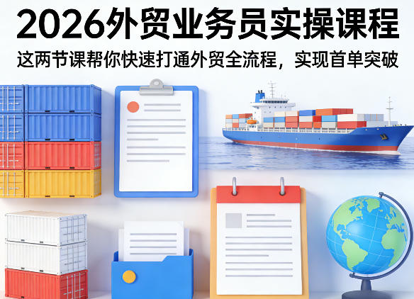 2026外贸业务员实操课程，这两节课帮你快速打通外贸全流程，实现首单突破网络赚钱,项目资源网,副业资源网,兼职项目,网赚课程-副业赚钱-互联网创业-独家轻创IP大圣网创