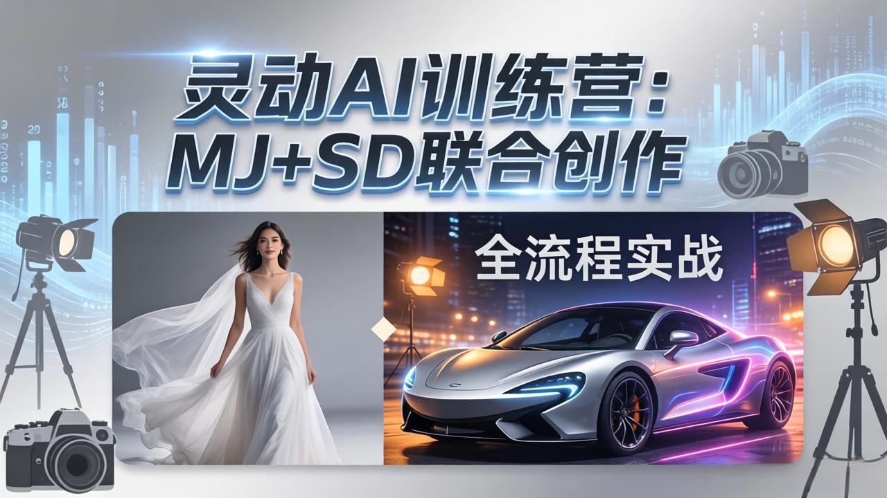 灵动AI训练营-3.0课程：MJ+SD联合创作，从婚纱大片到汽车广告，摄影后期全流程实战网络赚钱,项目资源网,副业资源网,兼职项目,网赚课程-副业赚钱-互联网创业-独家轻创IP大圣网创