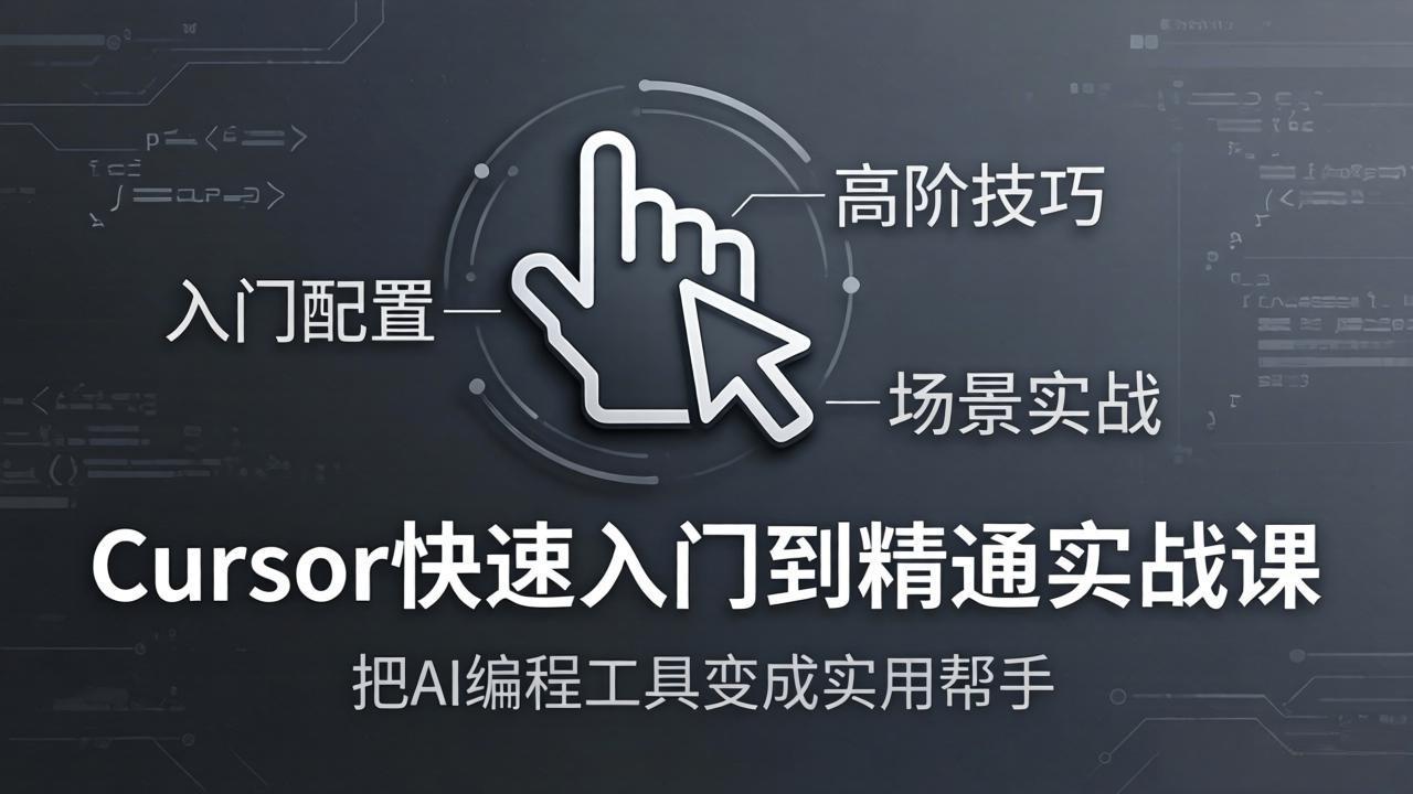 Cursor快速入门到精通实战课:入门配置+高阶技巧+场景实战,把AI编程工具变成实用帮手网络赚钱,项目资源网,副业资源网,兼职项目,网赚课程-副业赚钱-互联网创业-独家轻创IP大圣网创